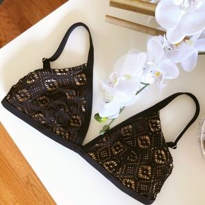 SomeDays Lovin black and nude bikini top